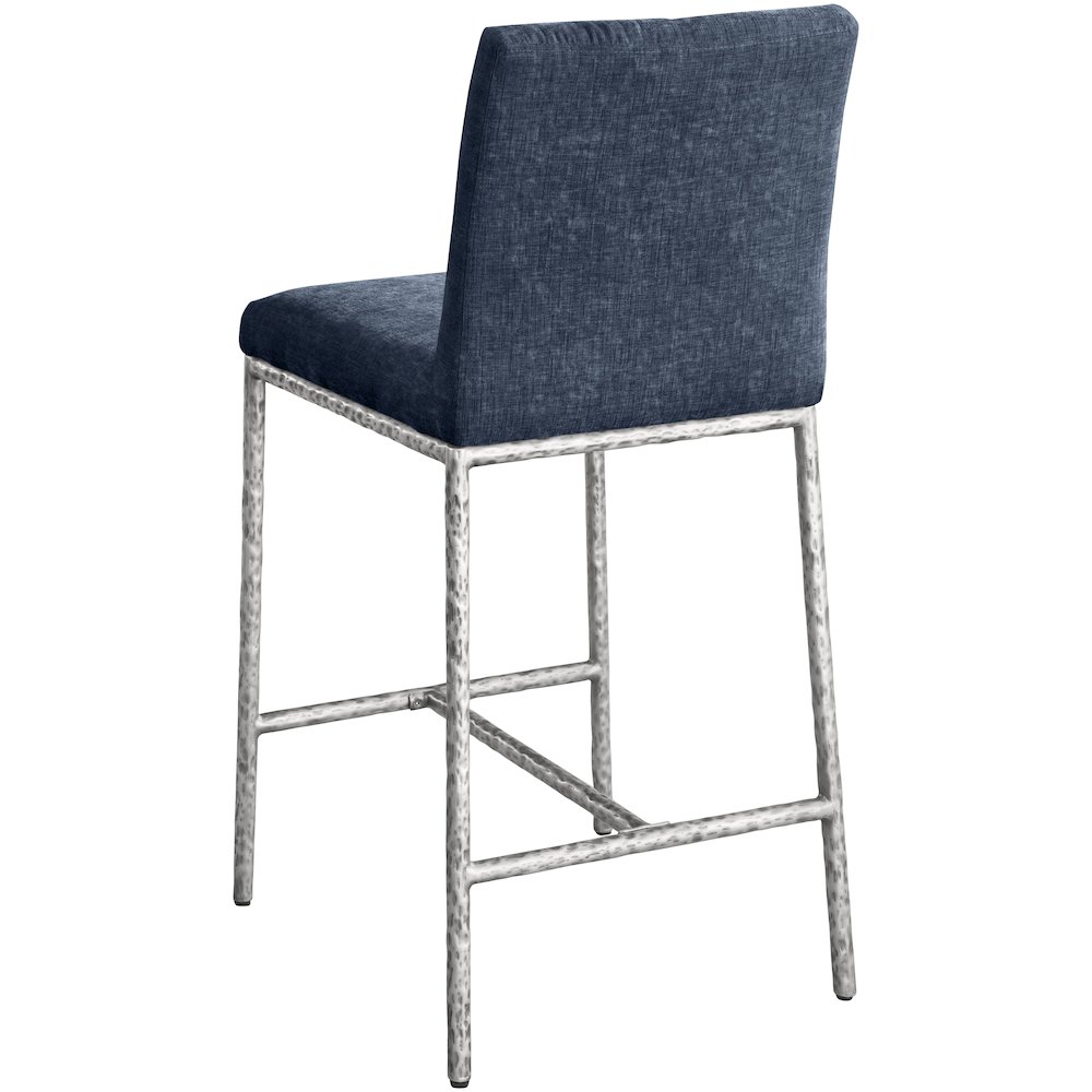 Reeves Navy Chenille Fabric Upholstered Counter Stool, Set of 2. Picture 5
