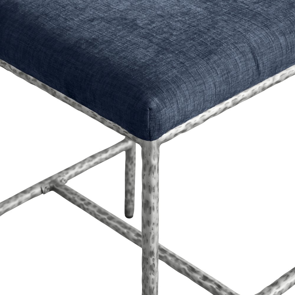 Reeves Navy Chenille Fabric Upholstered Counter Stool, Set of 2. Picture 6