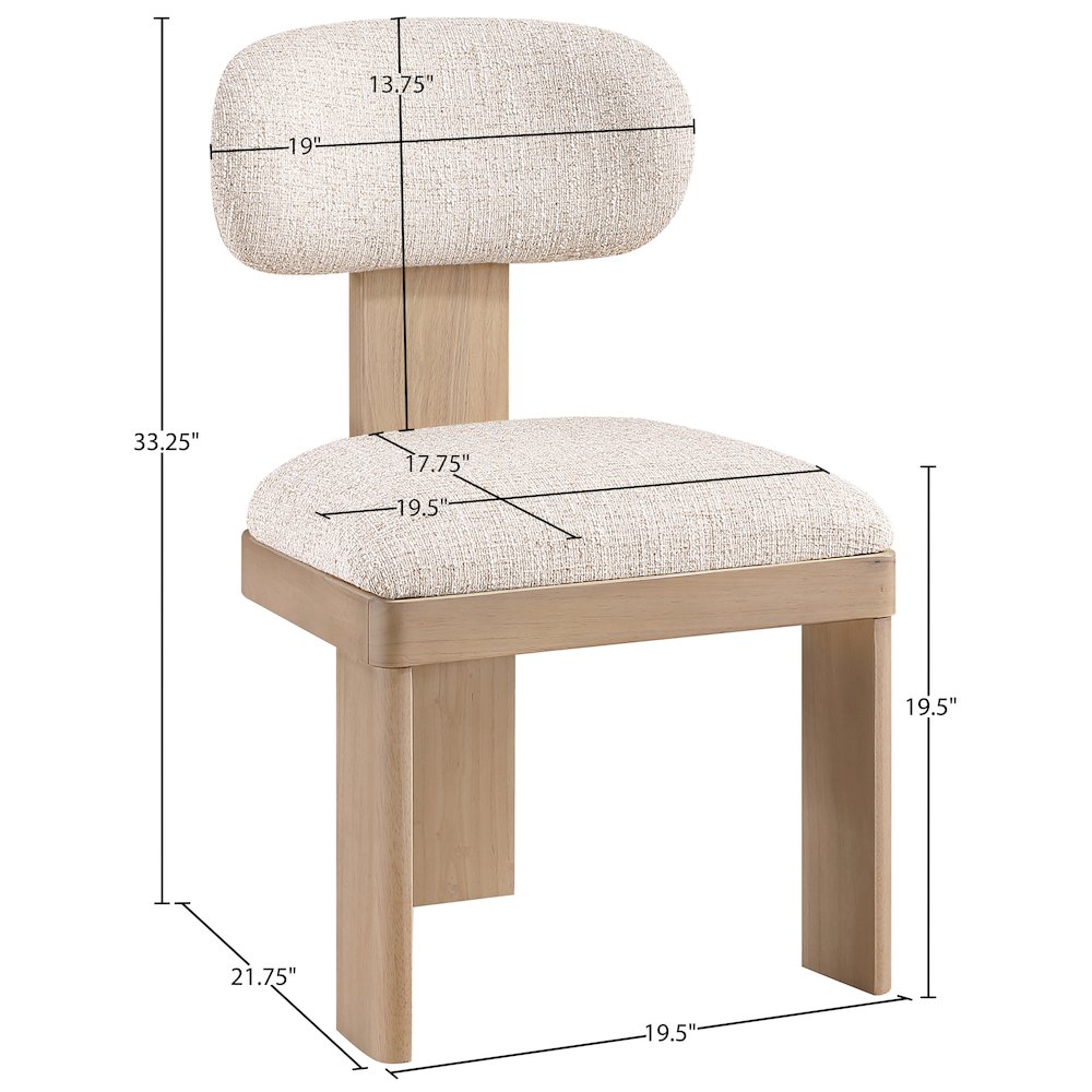 Timbra Beige Linen Textured Fabric Upholstered Dining Chair, Set of 2. Picture 11