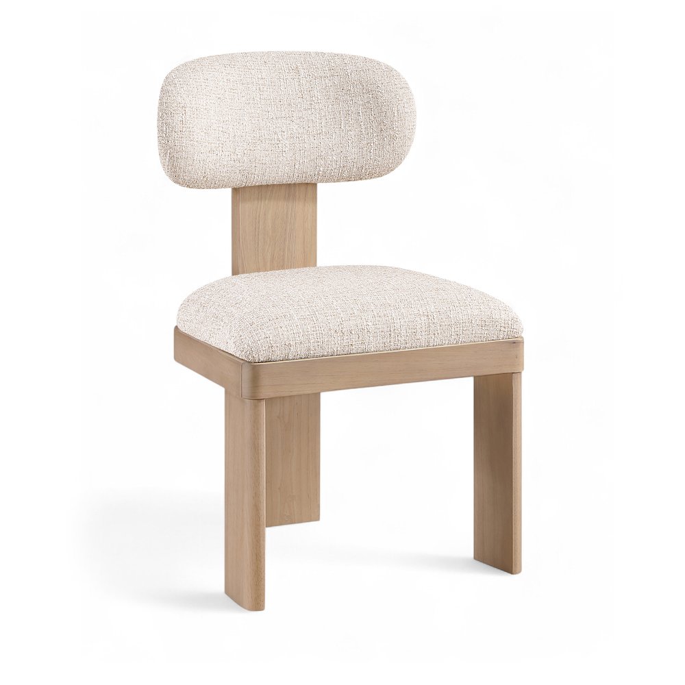 Timbra Beige Linen Textured Fabric Upholstered Dining Chair, Set of 2. Picture 3