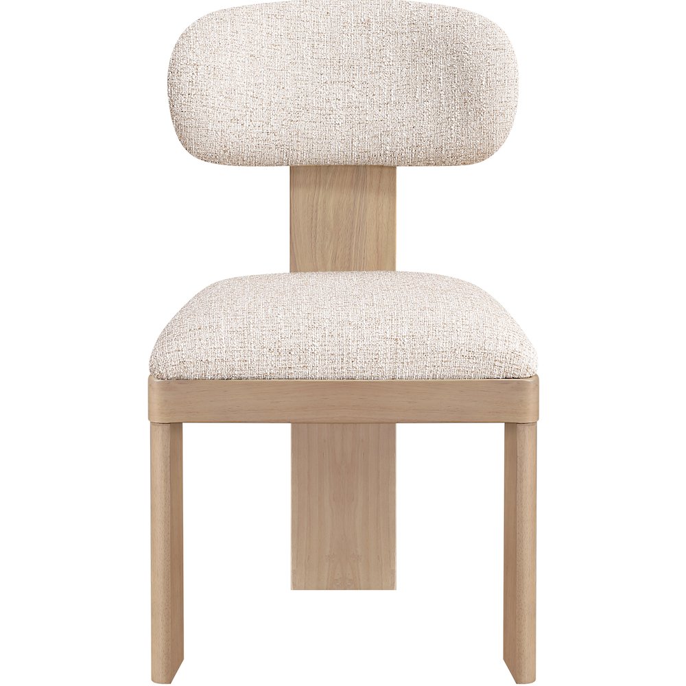 Timbra Beige Linen Textured Fabric Upholstered Dining Chair, Set of 2. Picture 5
