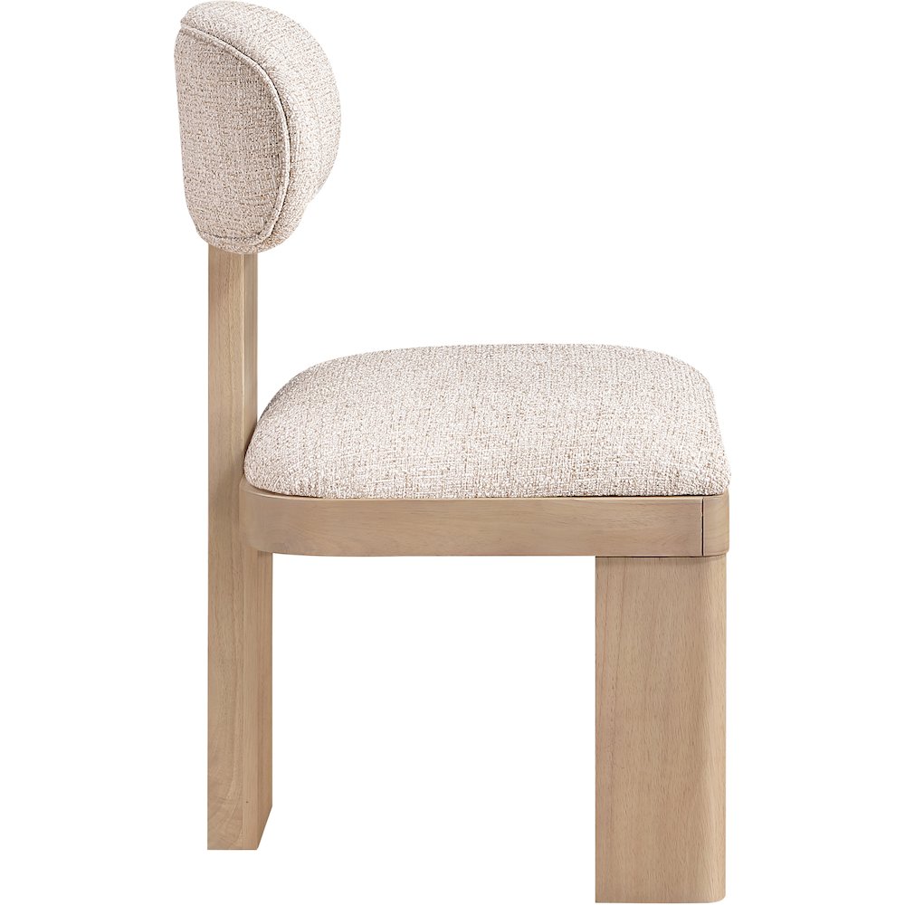 Timbra Beige Linen Textured Fabric Upholstered Dining Chair, Set of 2. Picture 6