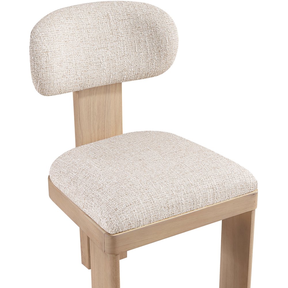 Timbra Beige Linen Textured Fabric Upholstered Dining Chair, Set of 2. Picture 8