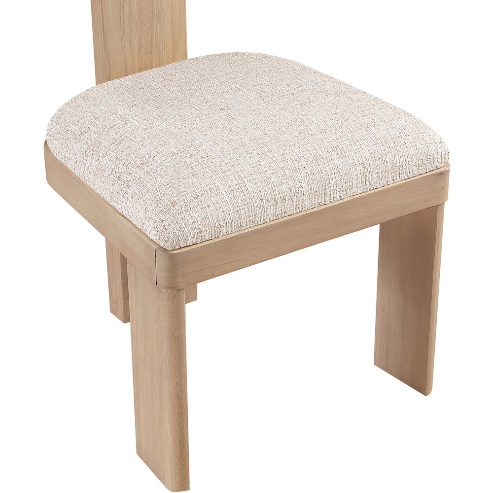 Timbra Beige Linen Textured Fabric Upholstered Dining Chair, Set of 2. Picture 9