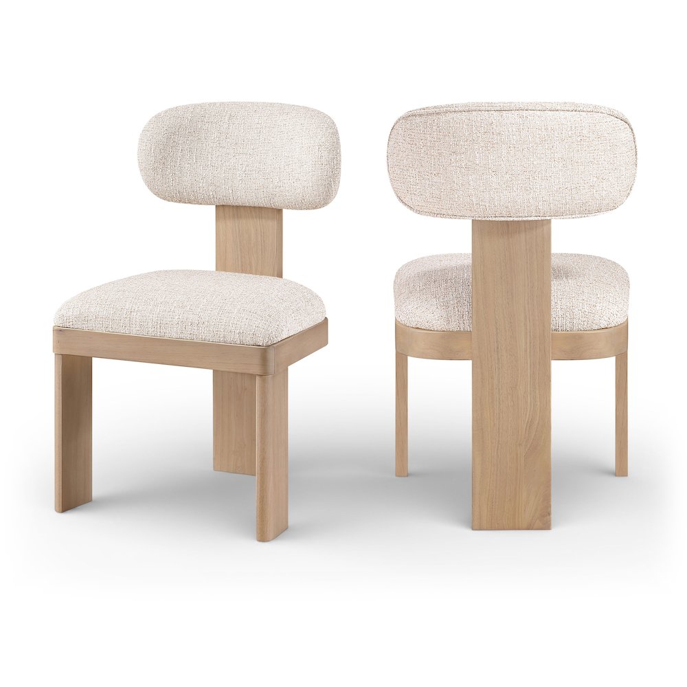 Timbra Beige Linen Textured Fabric Upholstered Dining Chair, Set of 2. Picture 1