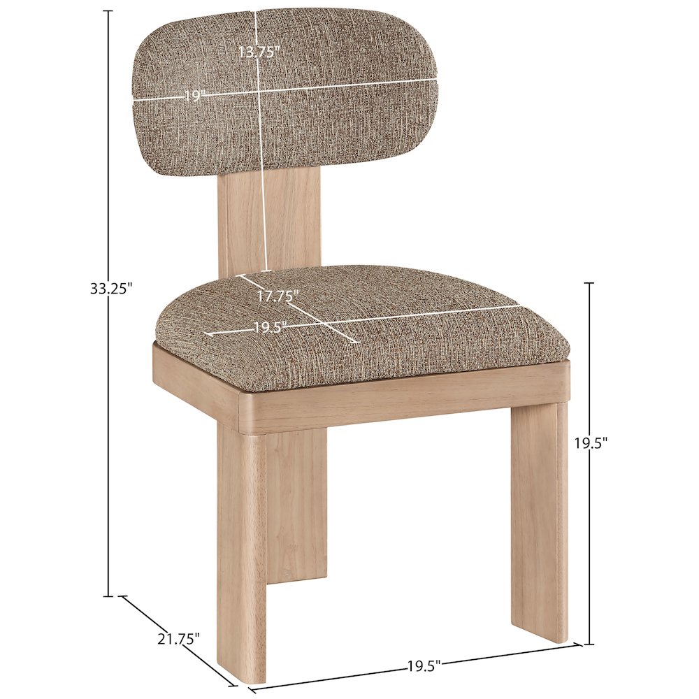 Timbra Natural Linen Textured Fabric Upholstered Dining Chair, Set of 2. Picture 10