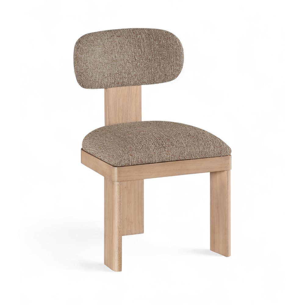 Timbra Natural Linen Textured Fabric Upholstered Dining Chair, Set of 2. Picture 2