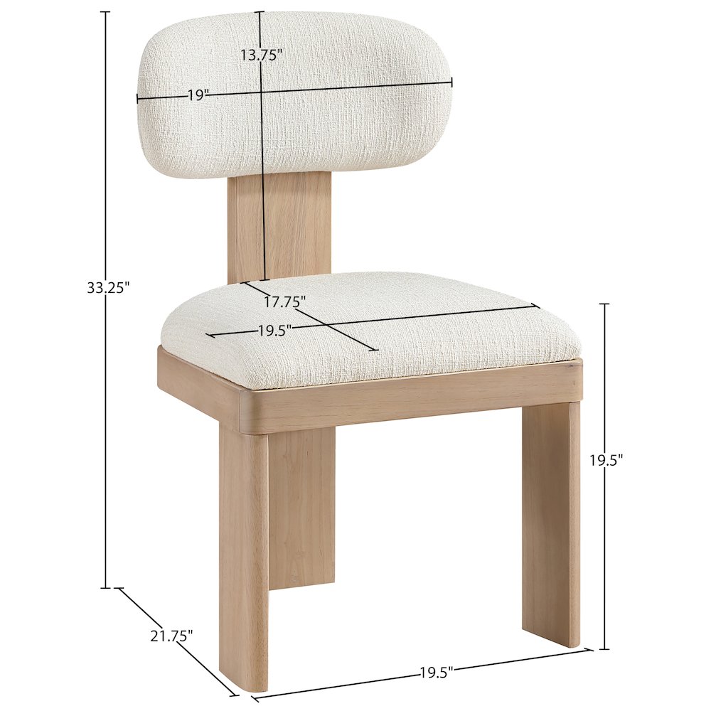 Timbra Natural Linen Textured Fabric Upholstered Dining Chair, Set of 2. Picture 10