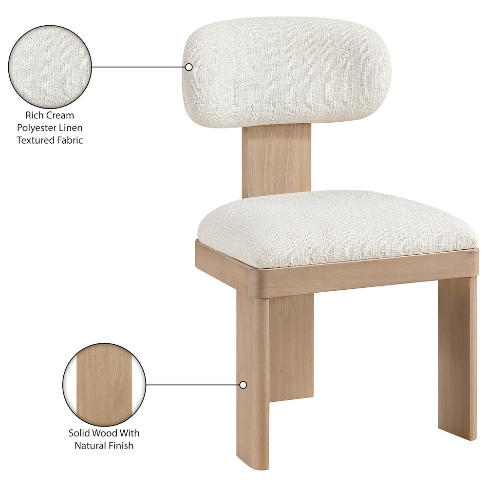 Timbra Natural Linen Textured Fabric Upholstered Dining Chair, Set of 2. Picture 11