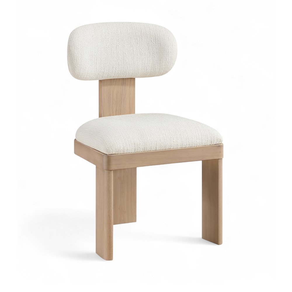 Timbra Natural Linen Textured Fabric Upholstered Dining Chair, Set of 2. Picture 2