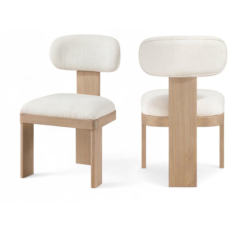 Timbra Natural Linen Textured Fabric Upholstered Dining Chair, Set of 2. Picture 1