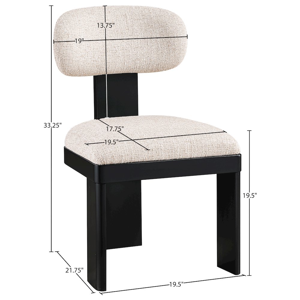 Timbra Black Linen Textured Fabric Upholstered Dining Chair, Set of 2. Picture 10