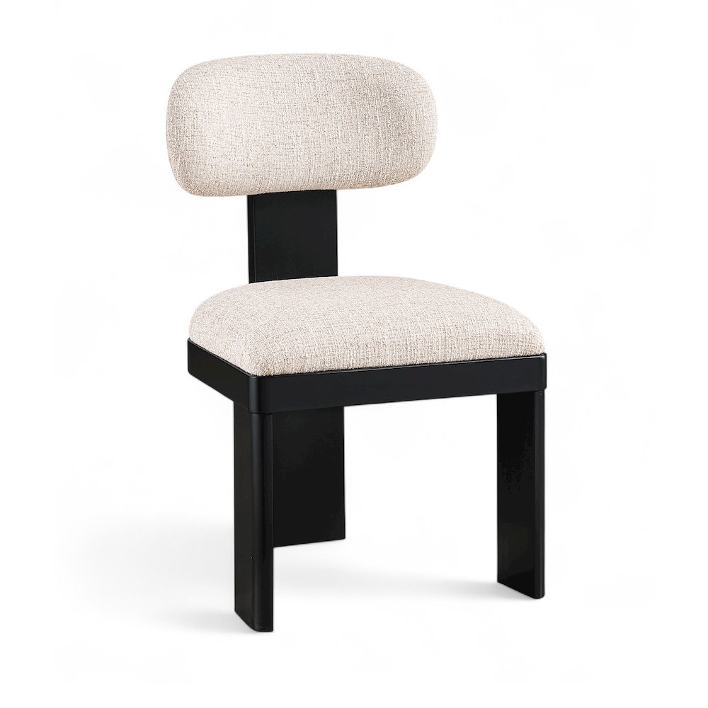 Timbra Black Linen Textured Fabric Upholstered Dining Chair, Set of 2. Picture 2