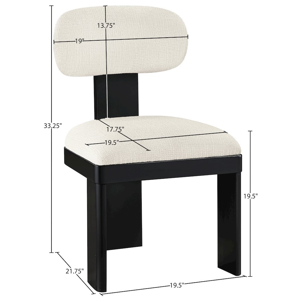 Timbra Black Linen Textured Fabric Upholstered Dining Chair, Set of 2. Picture 10