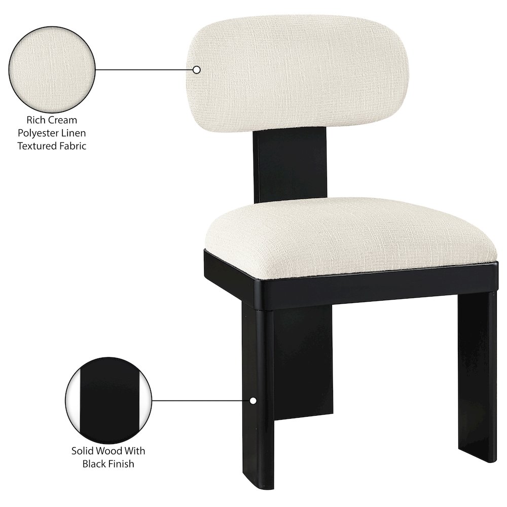 Timbra Black Linen Textured Fabric Upholstered Dining Chair, Set of 2. Picture 11
