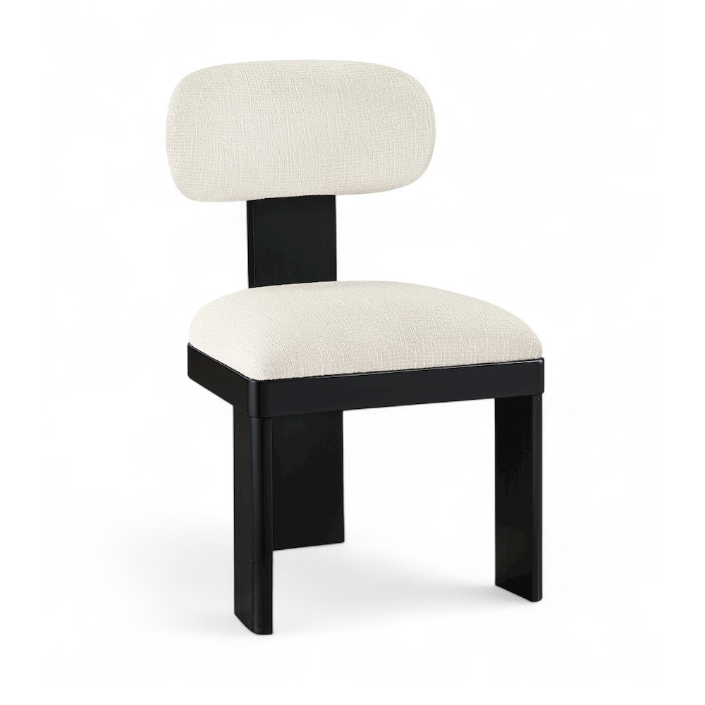 Timbra Black Linen Textured Fabric Upholstered Dining Chair, Set of 2. Picture 2