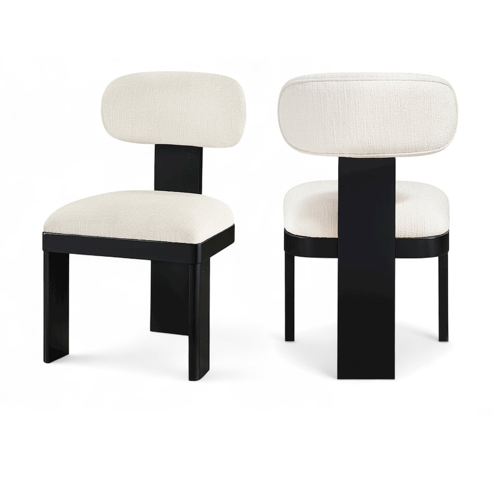 Timbra Black Linen Textured Fabric Upholstered Dining Chair, Set of 2. Picture 1