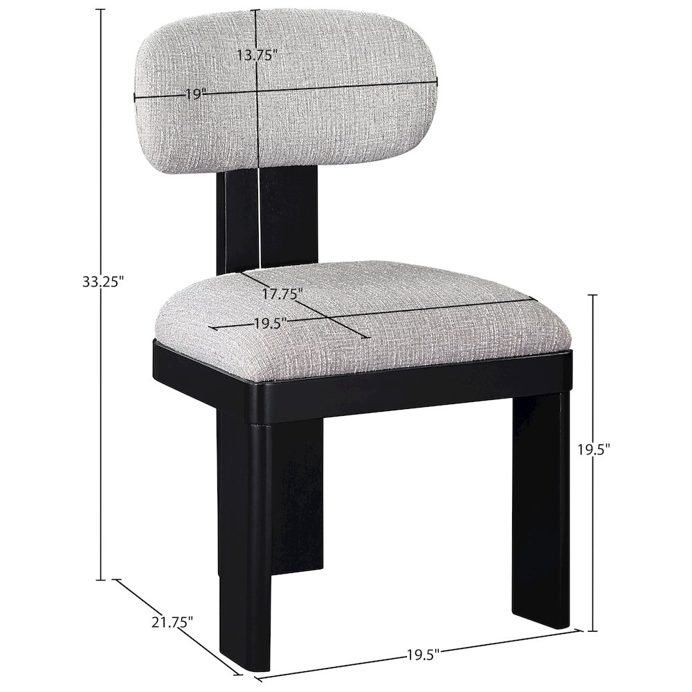 Timbra Black Linen Textured Fabric Upholstered Dining Chair, Set of 2. Picture 10