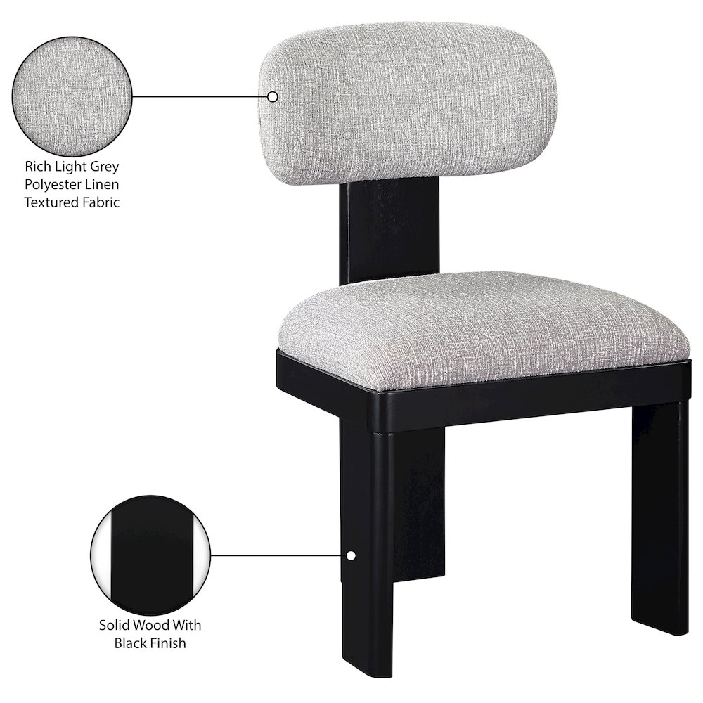 Timbra Black Linen Textured Fabric Upholstered Dining Chair, Set of 2. Picture 11