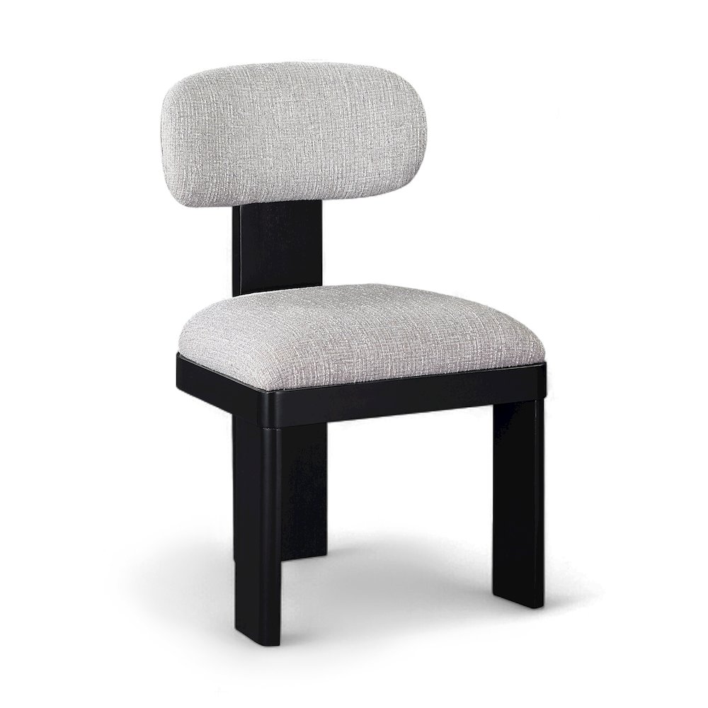 Timbra Black Linen Textured Fabric Upholstered Dining Chair, Set of 2. Picture 2