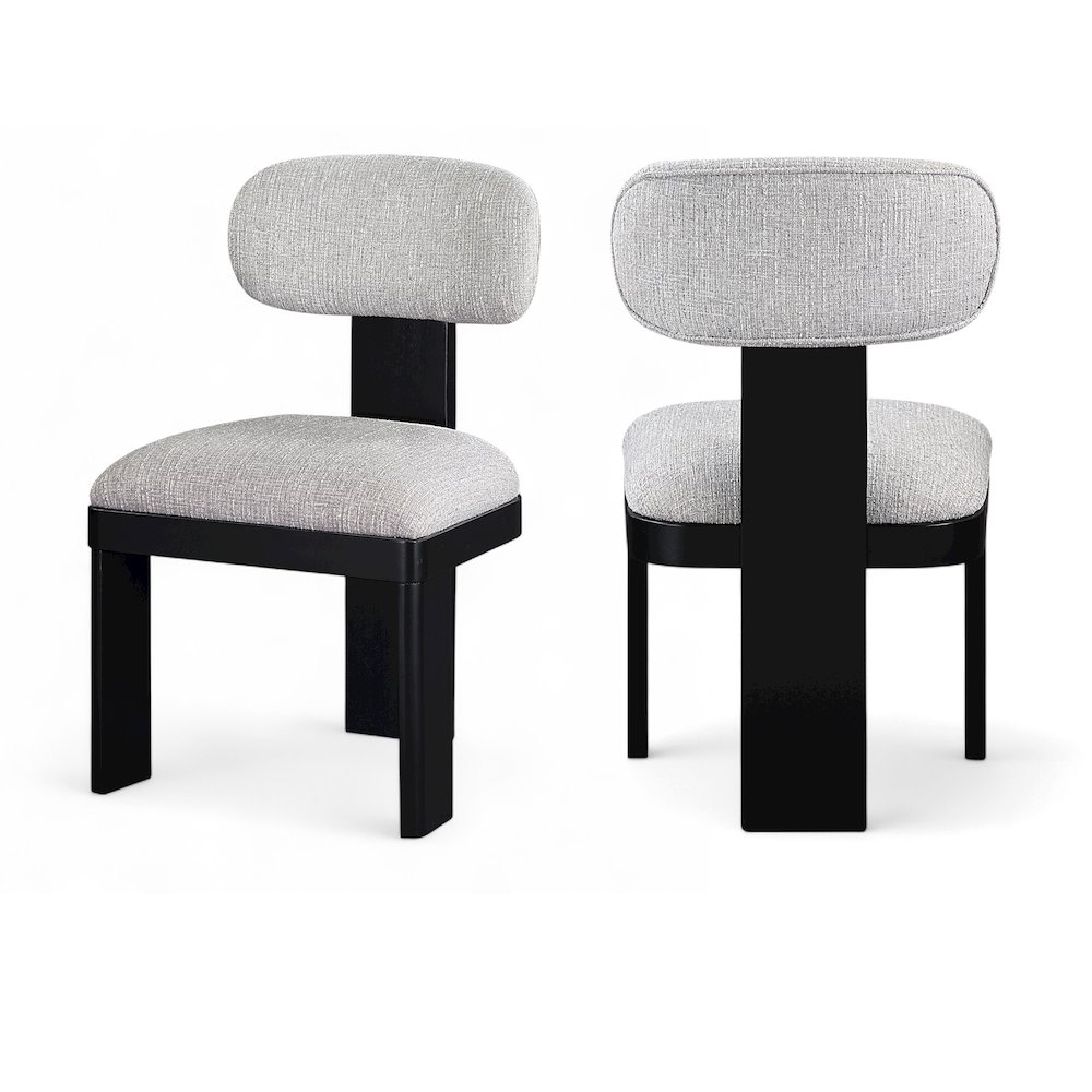 Timbra Black Linen Textured Fabric Upholstered Dining Chair, Set of 2. Picture 1