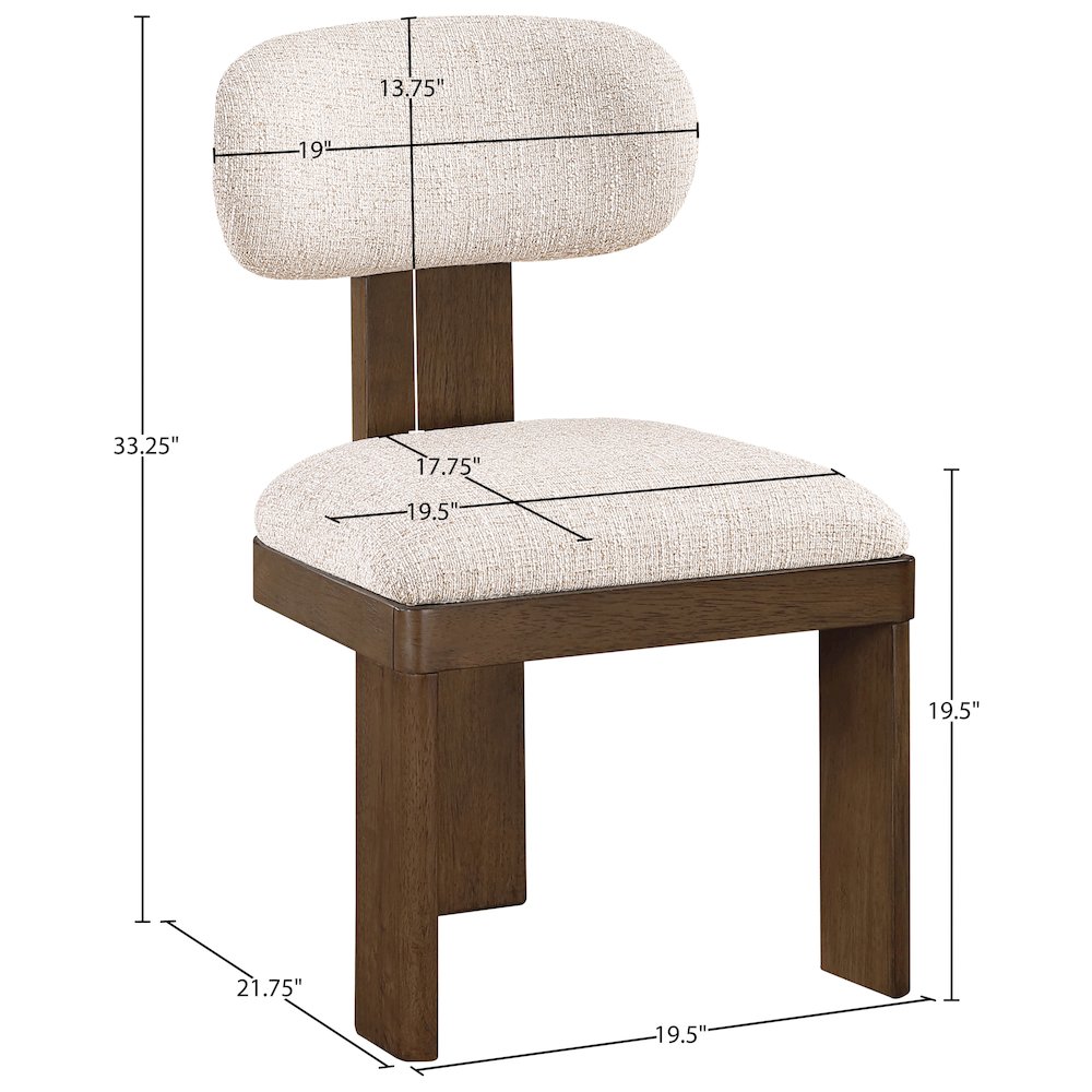 Timbra Brown Linen Textured Fabric Upholstered Dining Chair, Set of 2. Picture 10