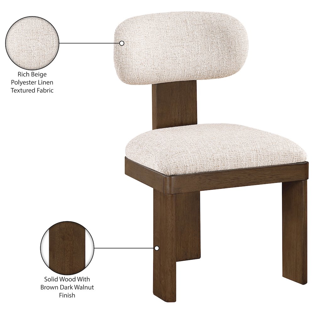 Timbra Brown Linen Textured Fabric Upholstered Dining Chair, Set of 2. Picture 11