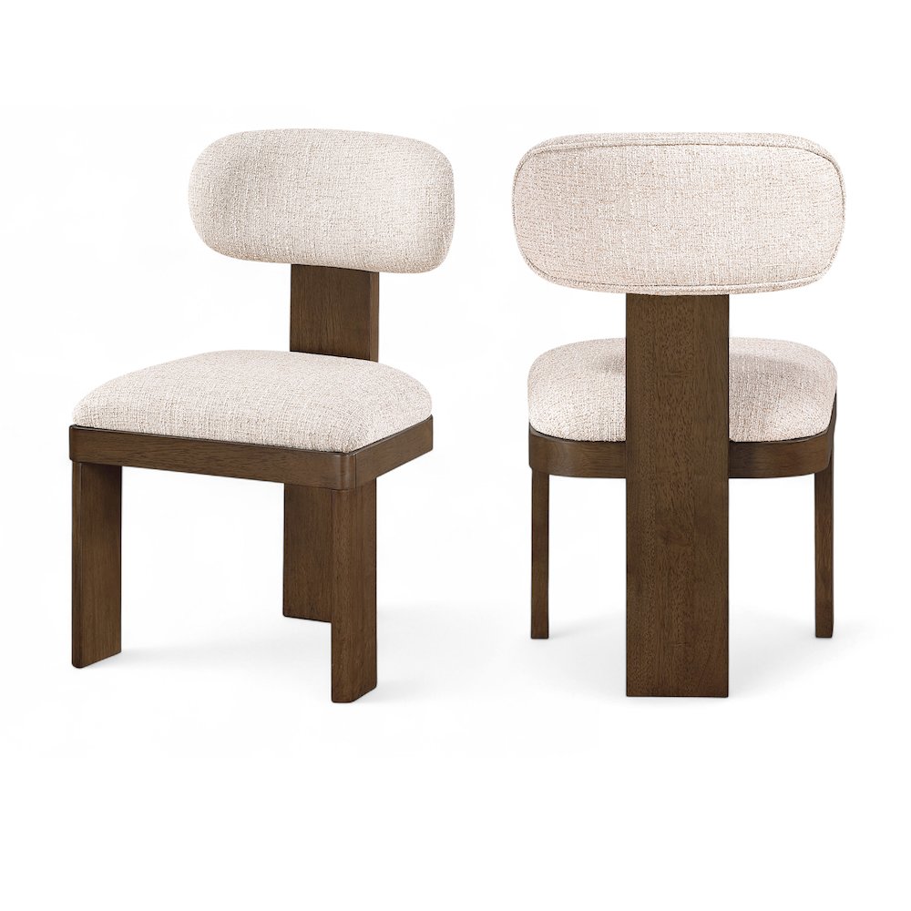 Timbra Brown Linen Textured Fabric Upholstered Dining Chair, Set of 2. Picture 1