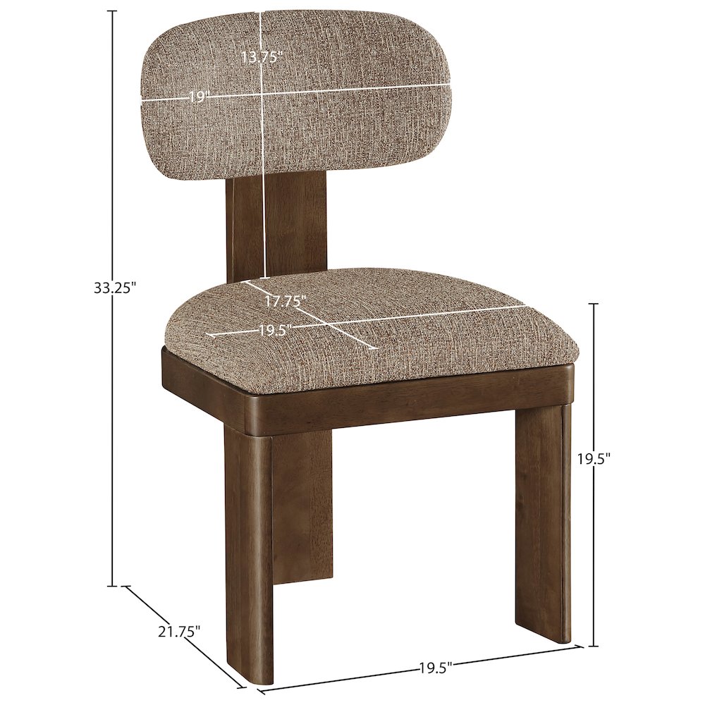 Timbra Brown Linen Textured Fabric Upholstered Dining Chair, Set of 2. Picture 10
