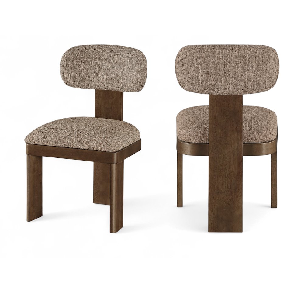 Timbra Brown Linen Textured Fabric Upholstered Dining Chair, Set of 2. Picture 1