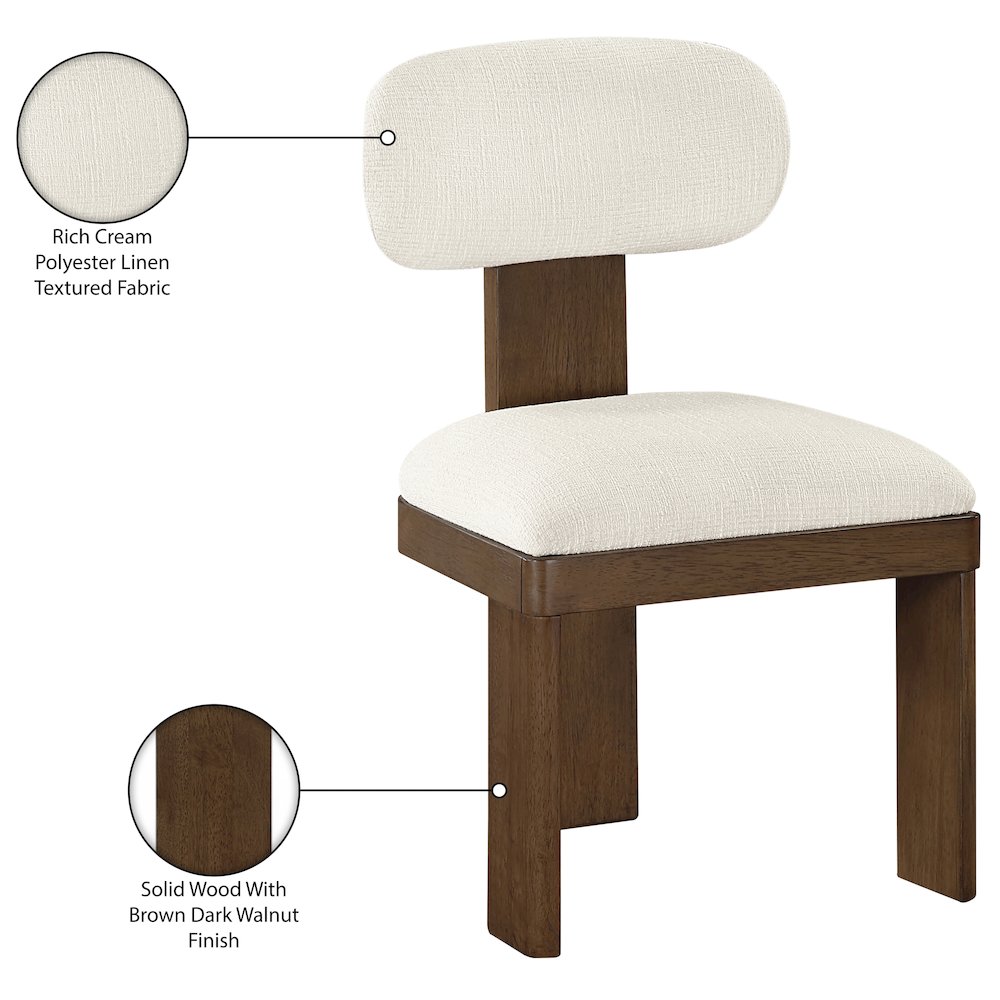Timbra Brown Linen Textured Fabric Upholstered Dining Chair, Set of 2. Picture 11