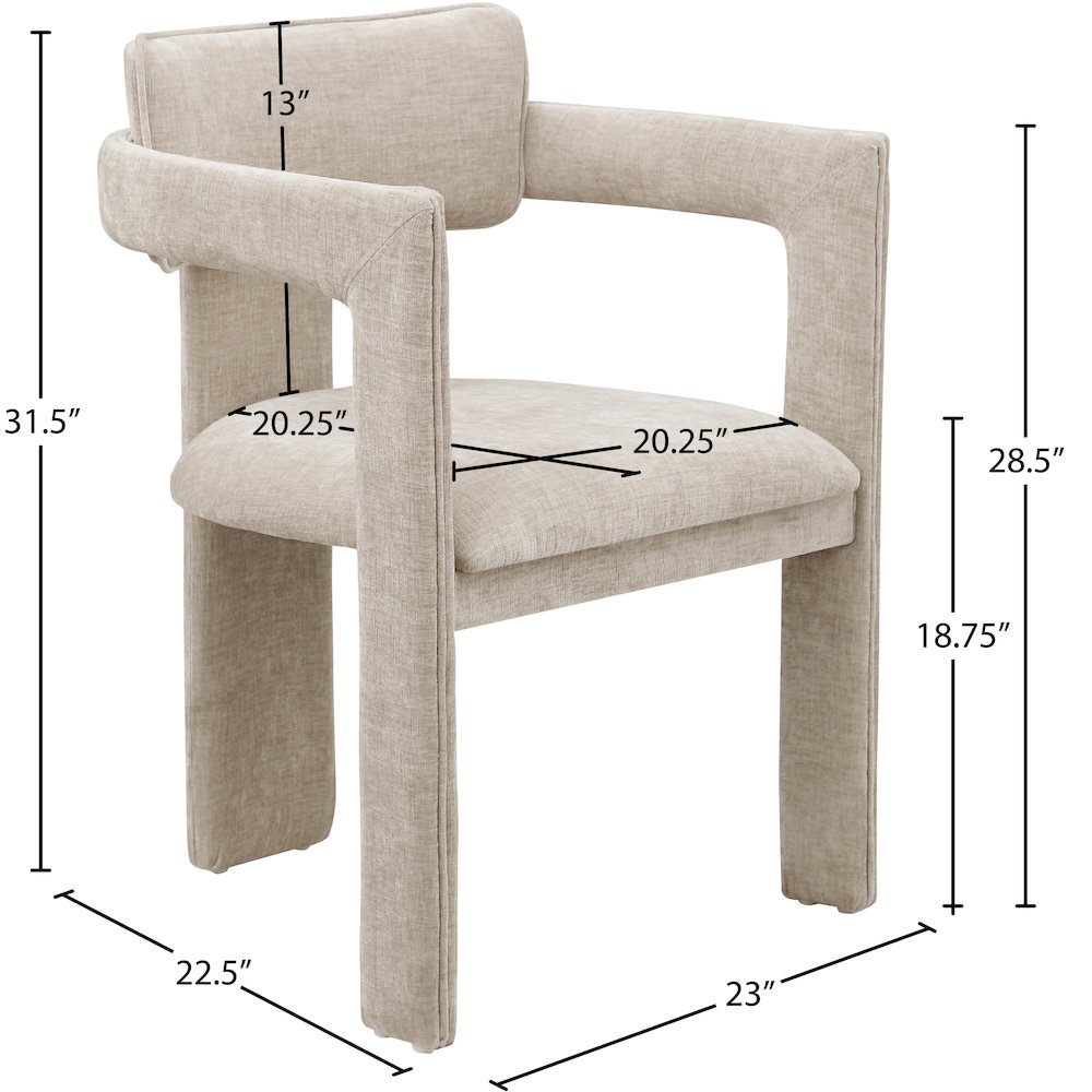 Brenda Beige Chenille Fabric Dining Chair, Set of 2. Picture 8