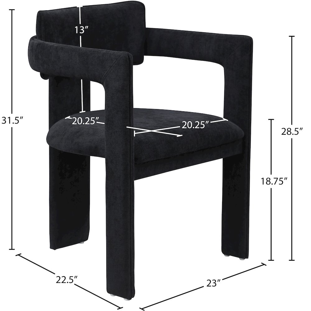 Brenda Black Chenille Fabric Dining Chair, Set of 2. Picture 8