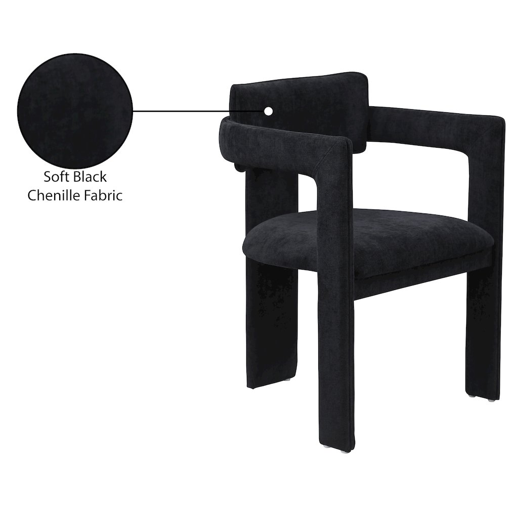 Brenda Black Chenille Fabric Dining Chair, Set of 2. Picture 9