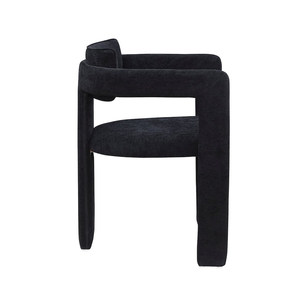 Brenda Black Chenille Fabric Dining Chair, Set of 2. Picture 4