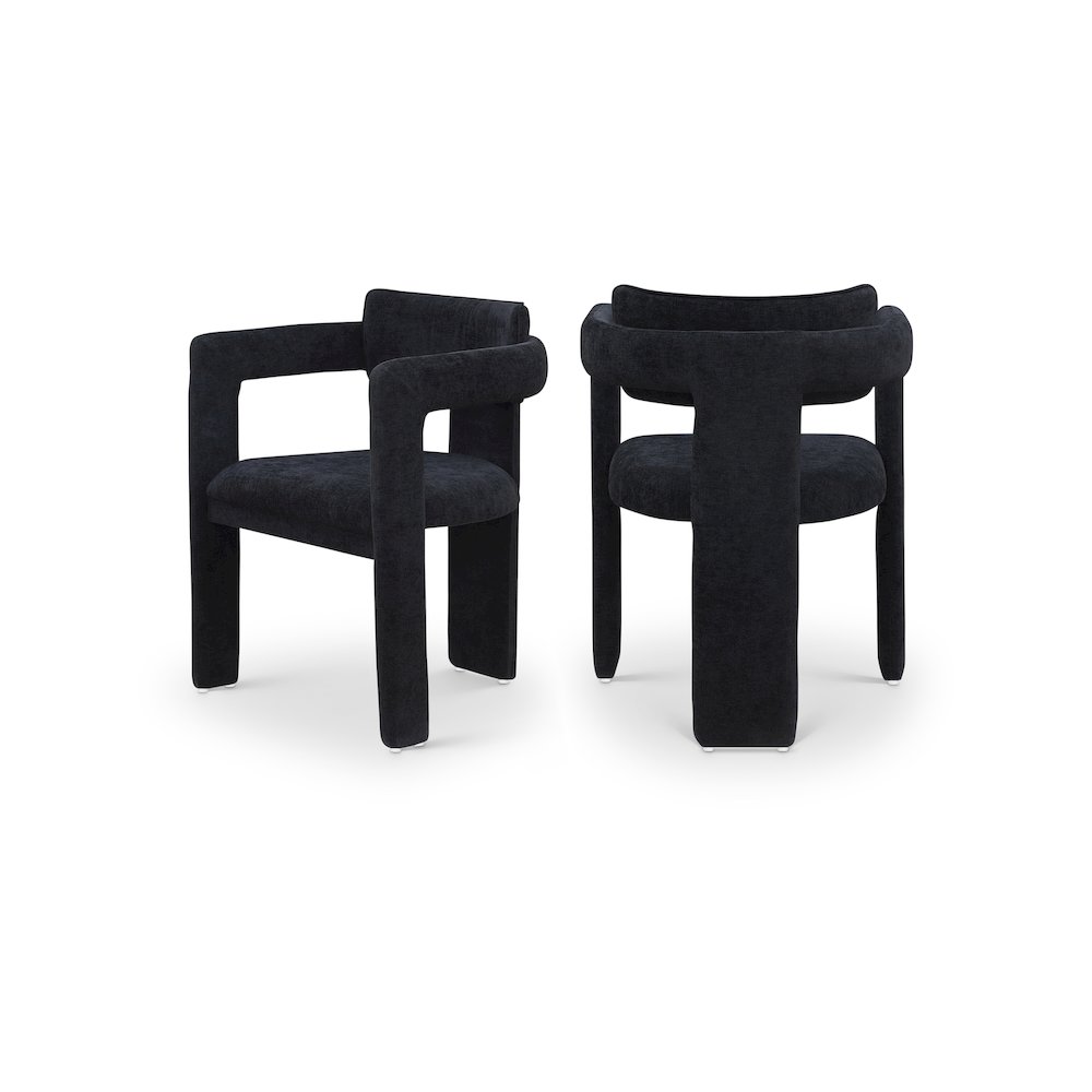 Brenda Black Chenille Fabric Dining Chair, Set of 2. Picture 1