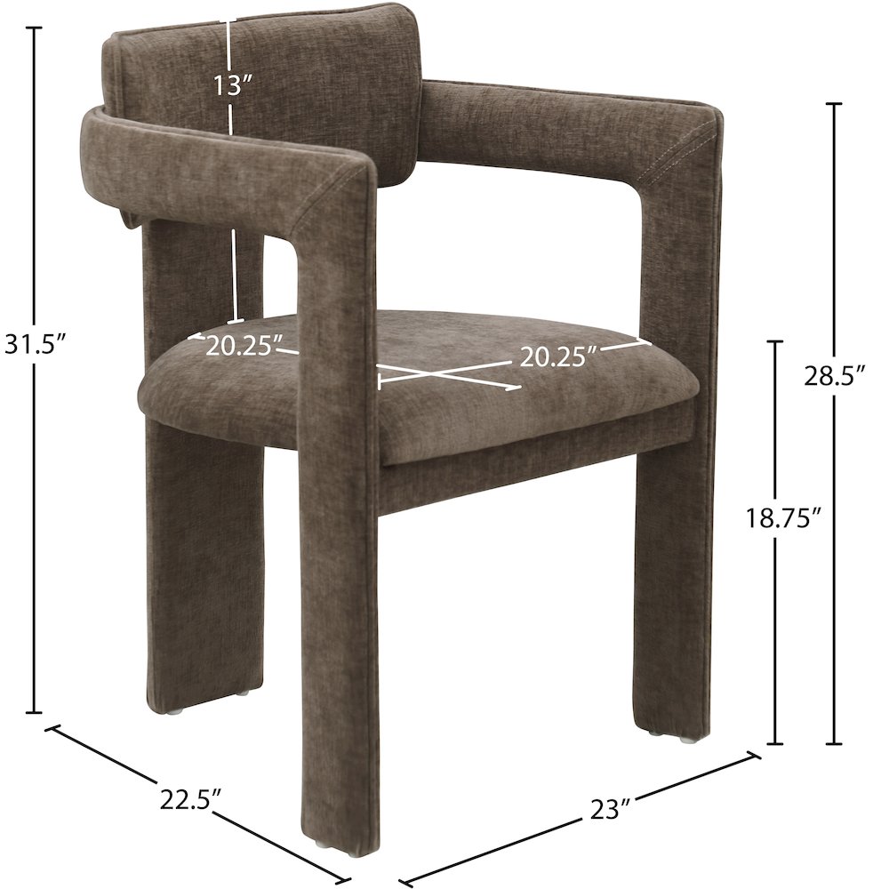 Brenda Brown Chenille Fabric Dining Chair, Set of 2. Picture 8