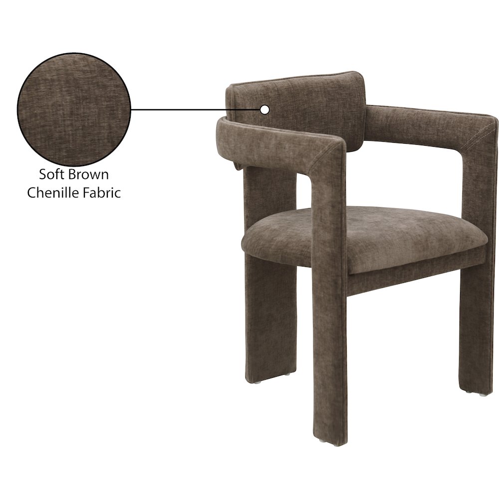 Brenda Brown Chenille Fabric Dining Chair, Set of 2. Picture 9