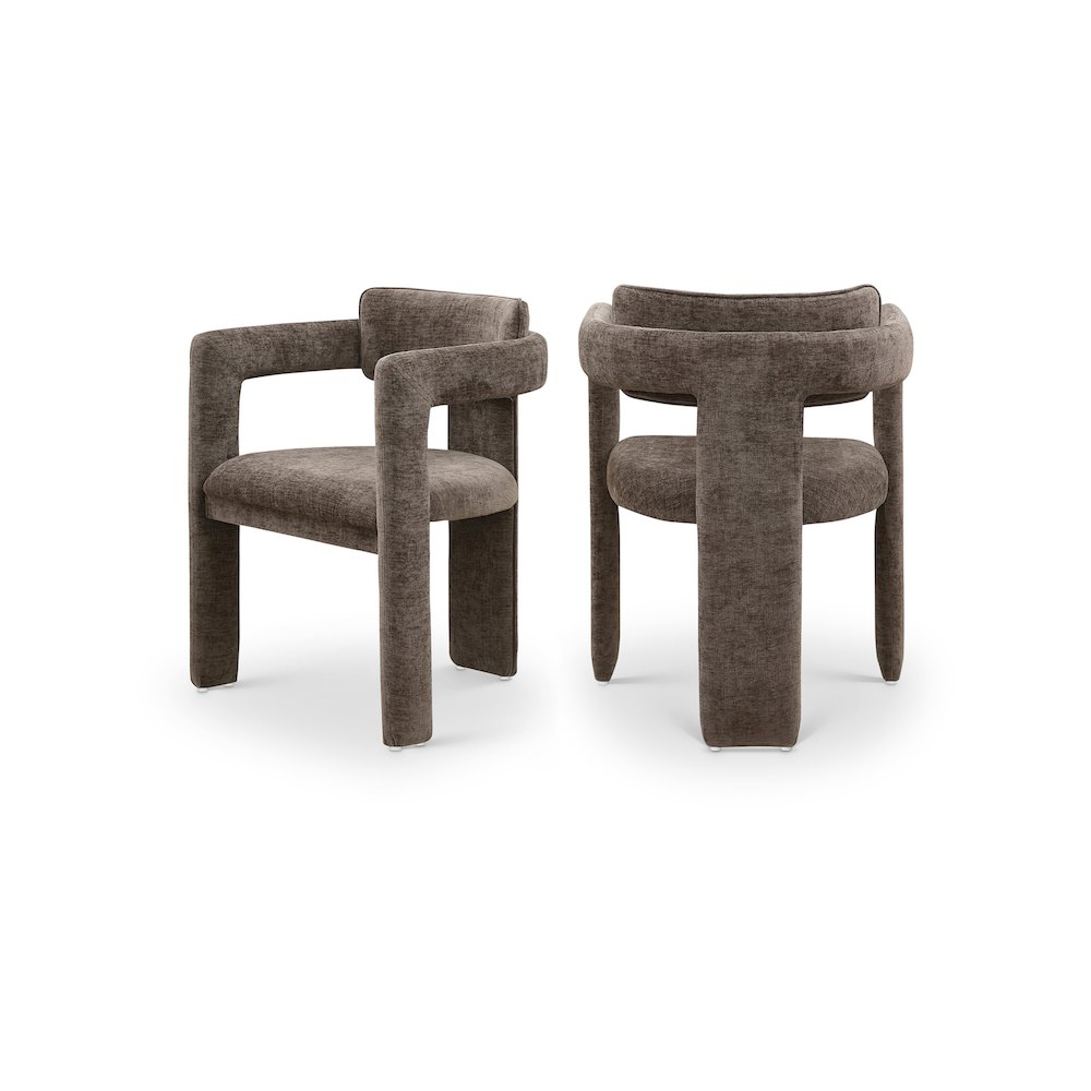 Brenda Brown Chenille Fabric Dining Chair, Set of 2. Picture 1