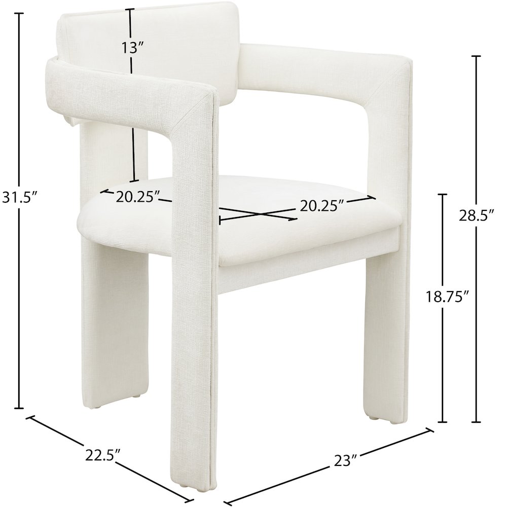 Brenda Cream Chenille Fabric Dining Chair, Set of 2. Picture 8