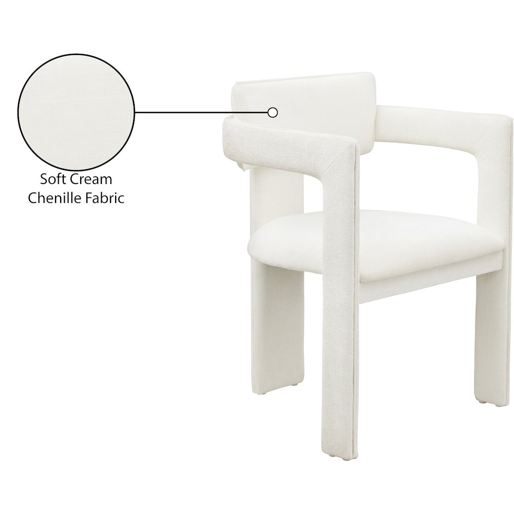 Brenda Cream Chenille Fabric Dining Chair, Set of 2. Picture 9
