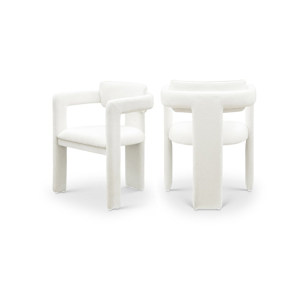 Brenda Cream Chenille Fabric Dining Chair, Set of 2. Picture 1