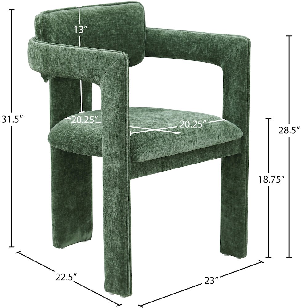 Brenda Green Chenille Fabric Dining Chair, Set of 2. Picture 8