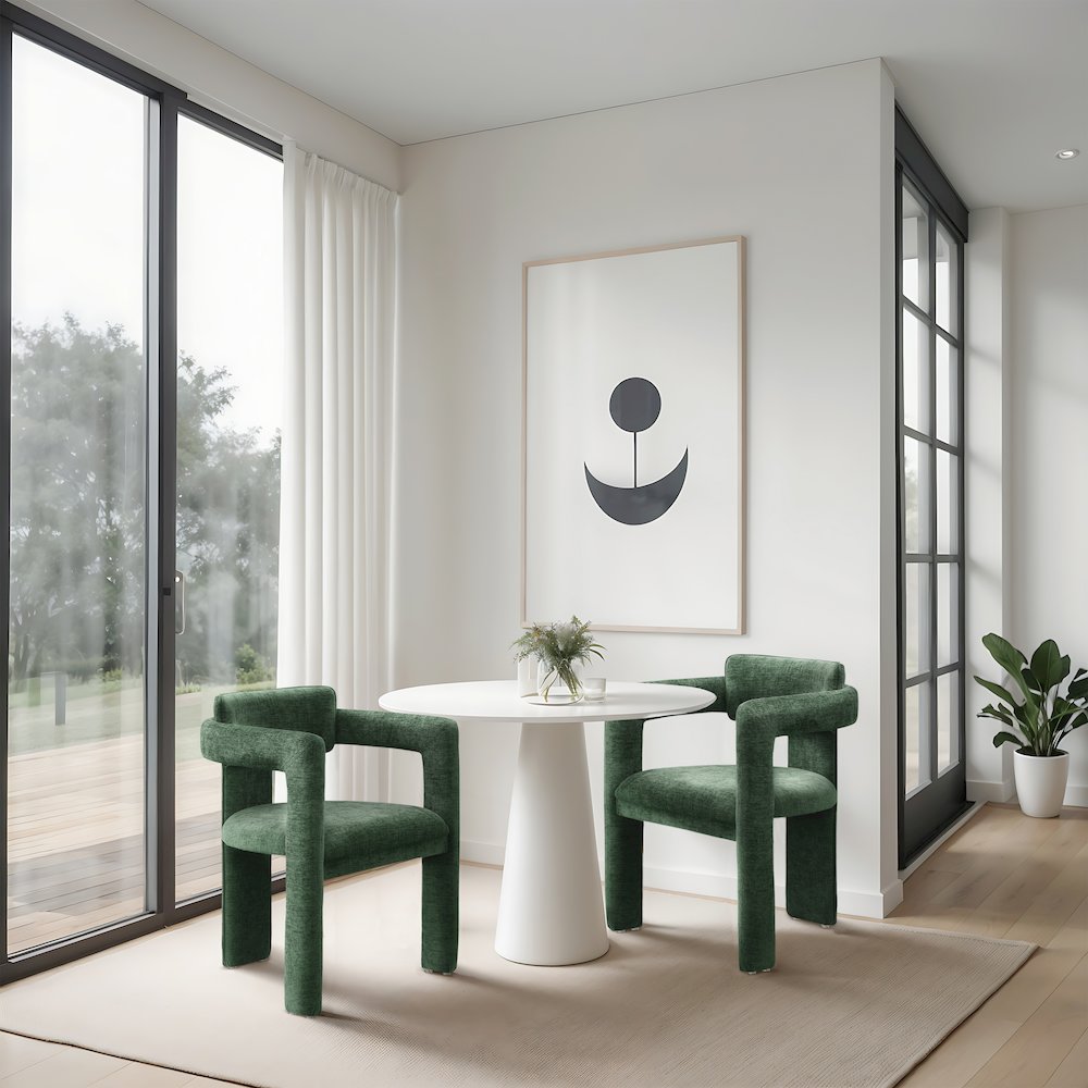 Brenda Green Chenille Fabric Dining Chair, Set of 2. Picture 2