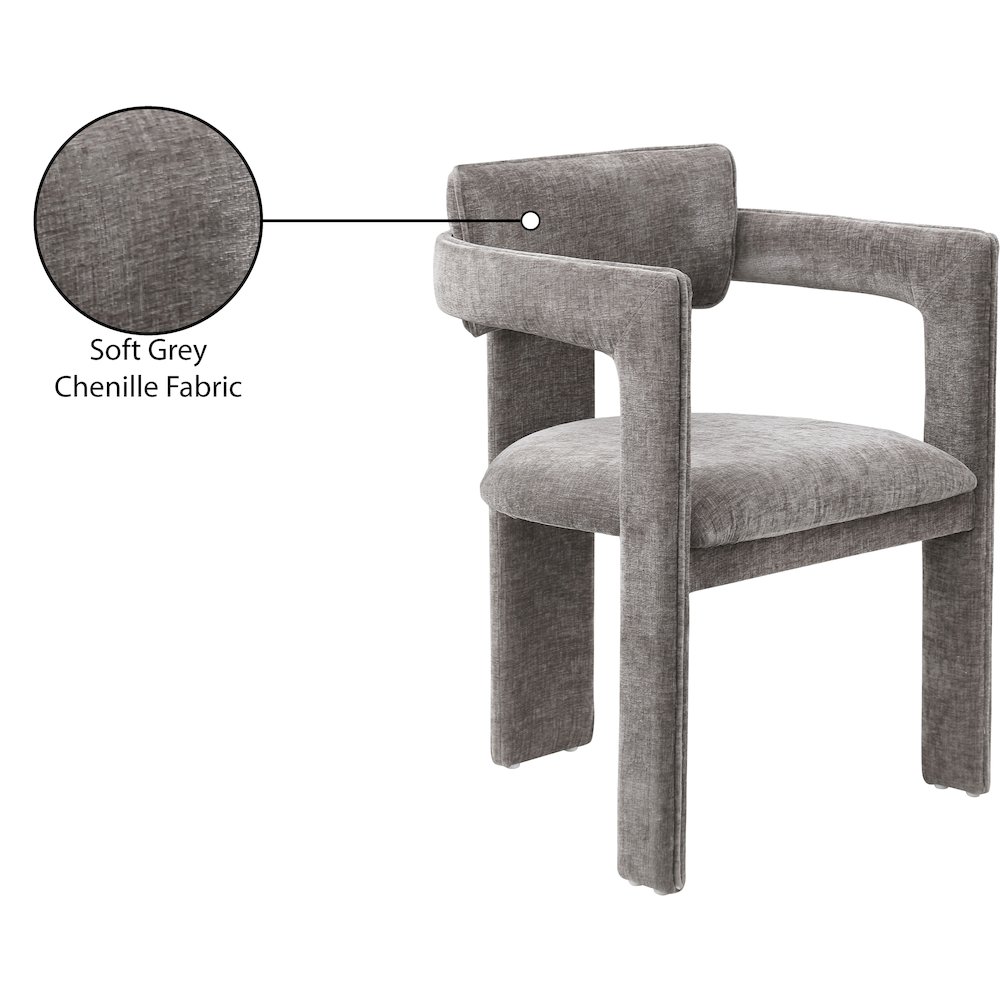 Brenda Grey Chenille Fabric Dining Chair, Set of 2. Picture 9