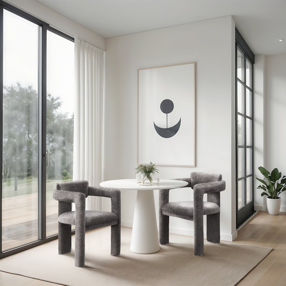 Brenda Grey Chenille Fabric Dining Chair, Set of 2. Picture 2