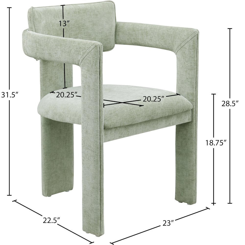 Brenda Mint Chenille Fabric Dining Chair, Set of 2. Picture 8