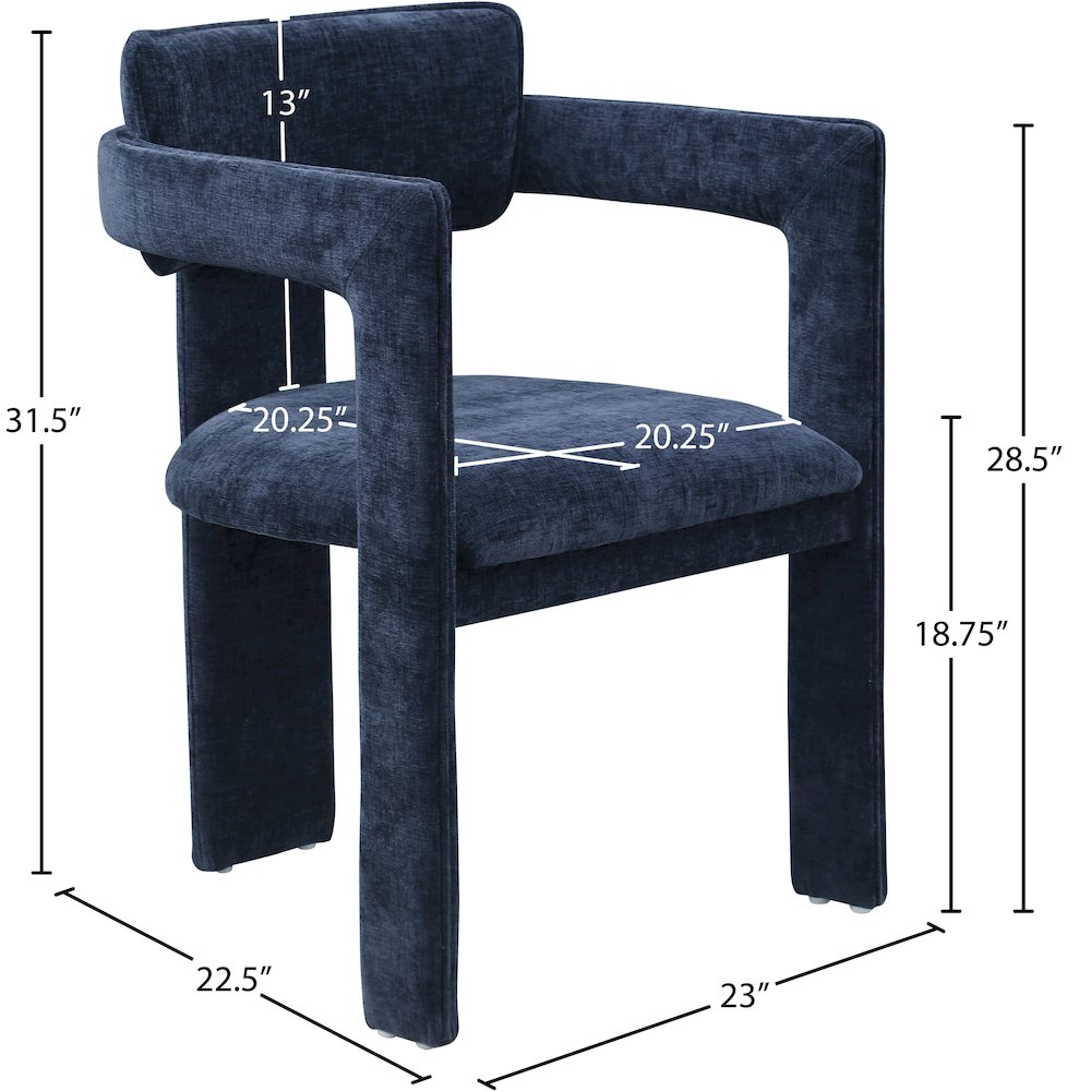 Brenda Navy Chenille Fabric Dining Chair, Set of 2. Picture 8