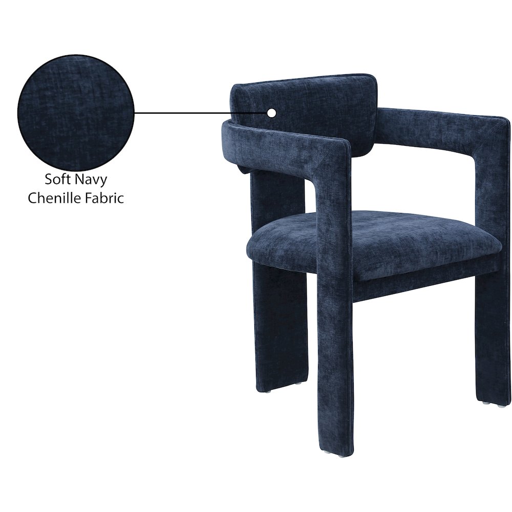 Brenda Navy Chenille Fabric Dining Chair, Set of 2. Picture 9