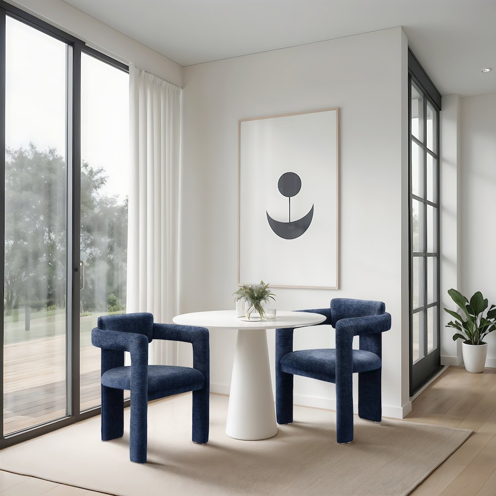 Brenda Navy Chenille Fabric Dining Chair, Set of 2. Picture 2